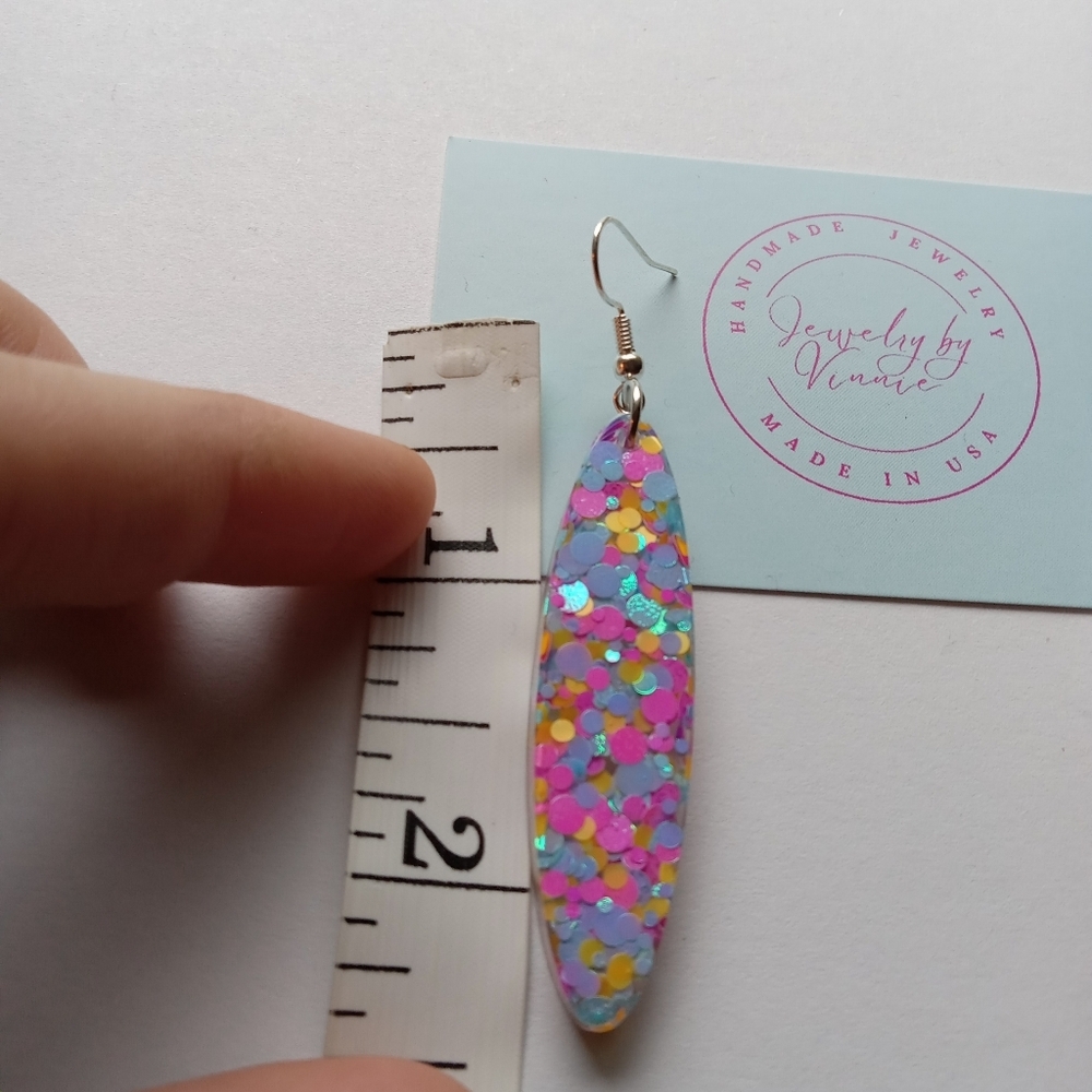 Hand Crafted Vibrant Confetti Earrings - Picture 6 of 6